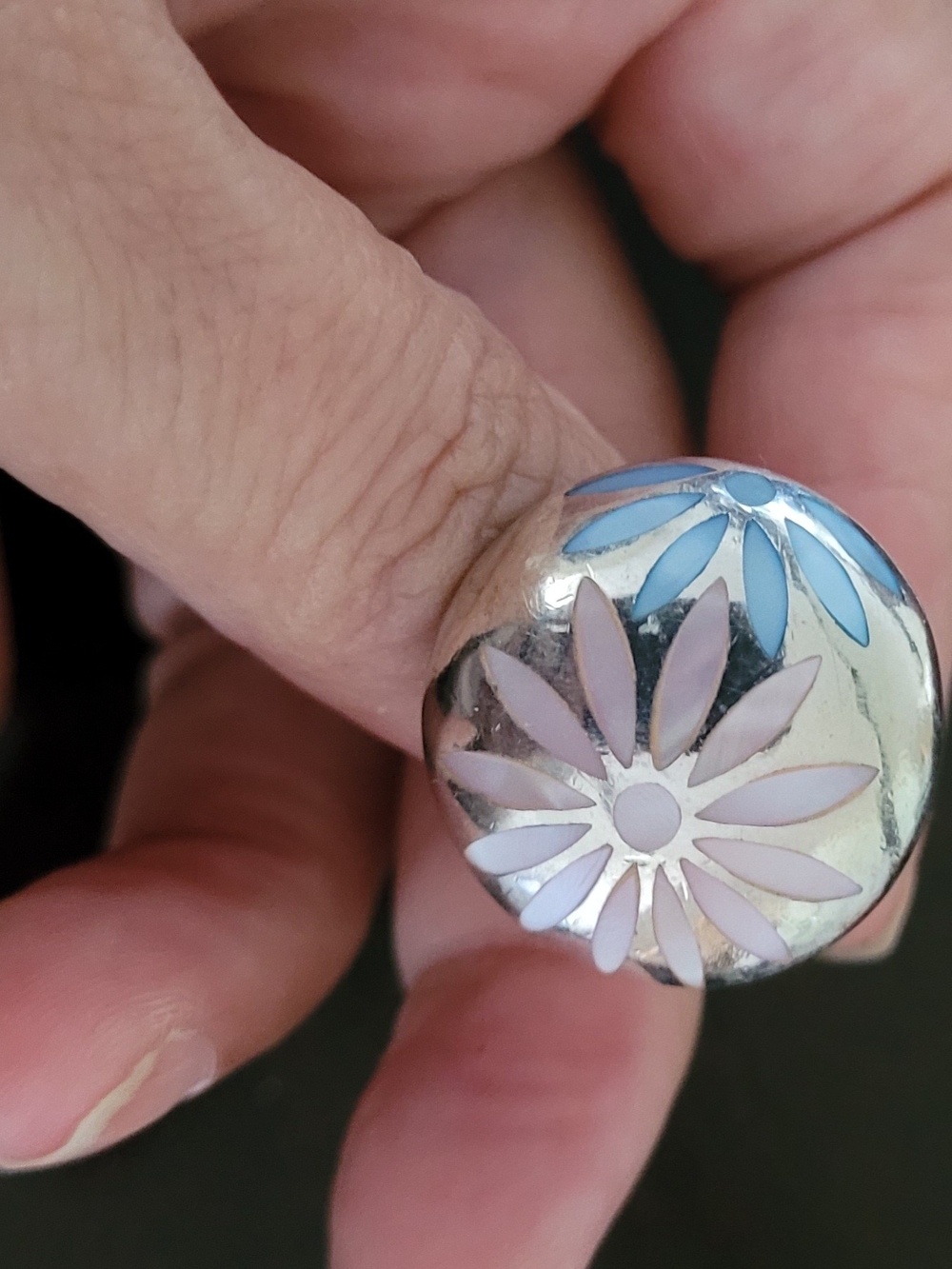 Silver Flower Charm Ring Size 7